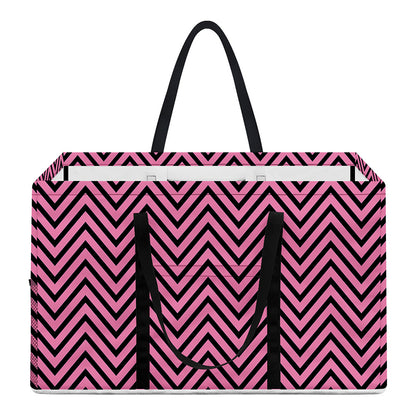 Pink And Black Zigzag Pattern Print Utility Tote Bag