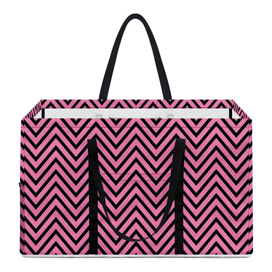 Pink And Black Zigzag Pattern Print Utility Tote Bag