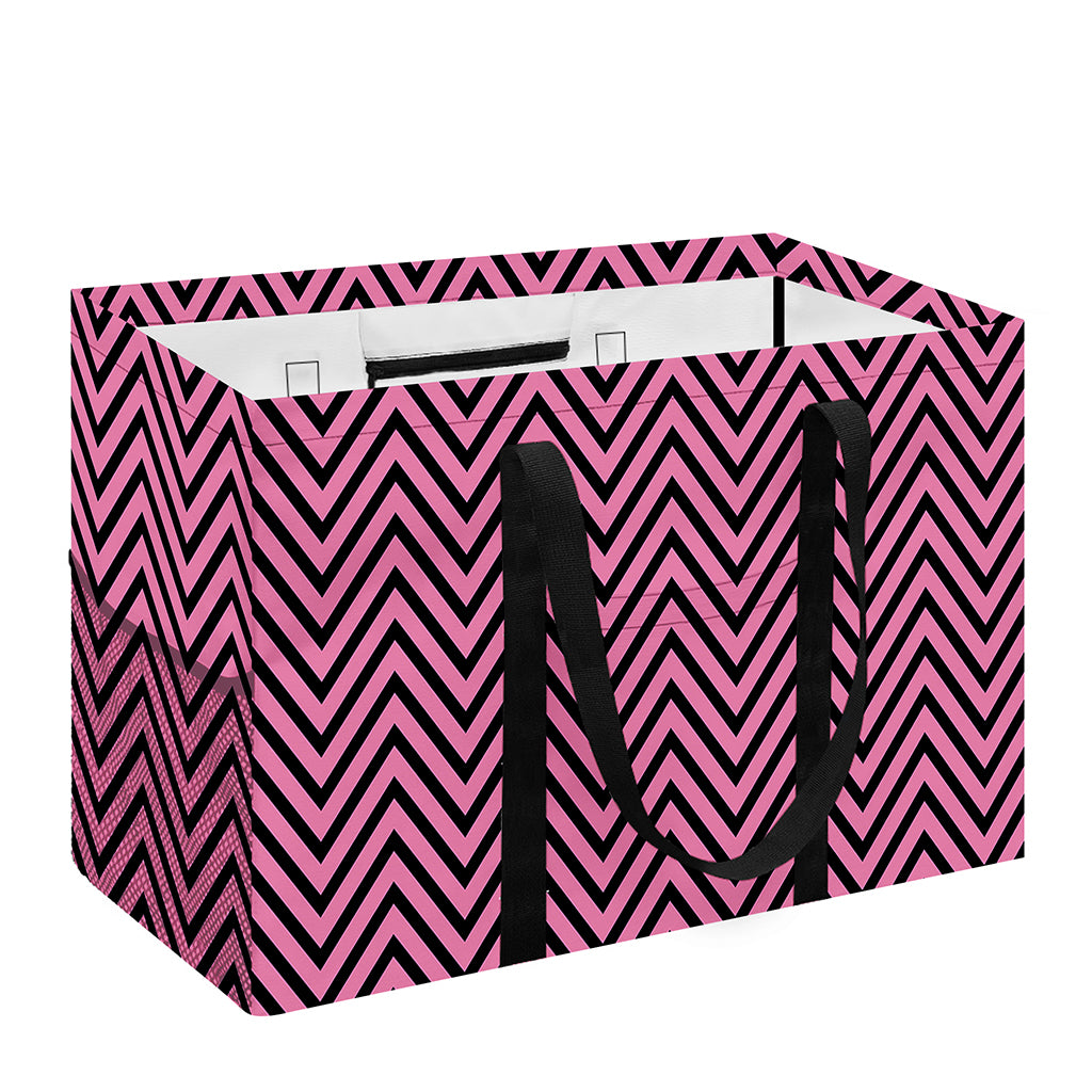 Pink And Black Zigzag Pattern Print Utility Tote Bag