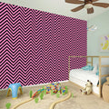 Pink And Black Zigzag Pattern Print Wall Sticker