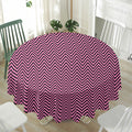 Pink And Black Zigzag Pattern Print Waterproof Round Tablecloth