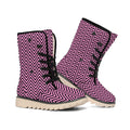 Pink And Black Zigzag Pattern Print Winter Boots