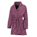 Pink And Black Zigzag Pattern Print Women's Bathrobe