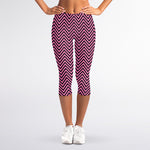 Pink And Black Zigzag Pattern Print Women's Capri Leggings