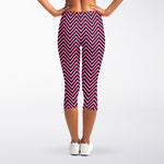 Pink And Black Zigzag Pattern Print Women's Capri Leggings