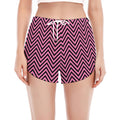 Pink And Black Zigzag Pattern Print Women's Split Running Shorts