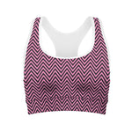 Pink And Black Zigzag Pattern Print Women's Sports Bra