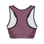 Pink And Black Zigzag Pattern Print Women's Sports Bra