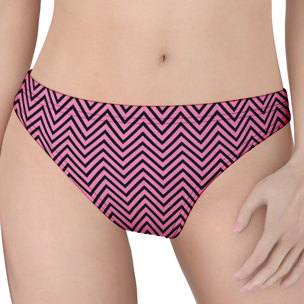 Pink And Black Zigzag Pattern Print Women's Thong