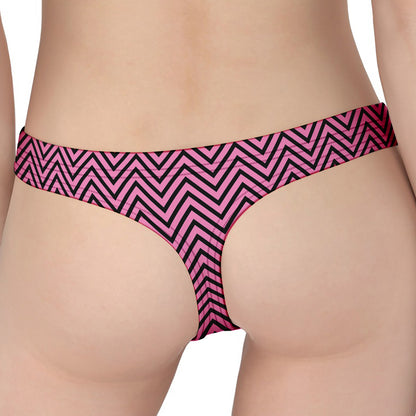 Pink And Black Zigzag Pattern Print Women's Thong