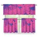 Pink And Blue Acid Melt Print 3 Piece Kitchen Curtains