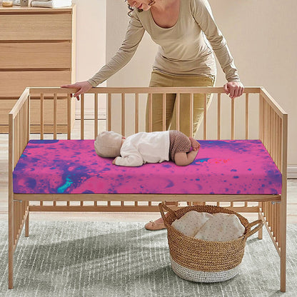 Pink And Blue Acid Melt Print Baby Crib Sheet