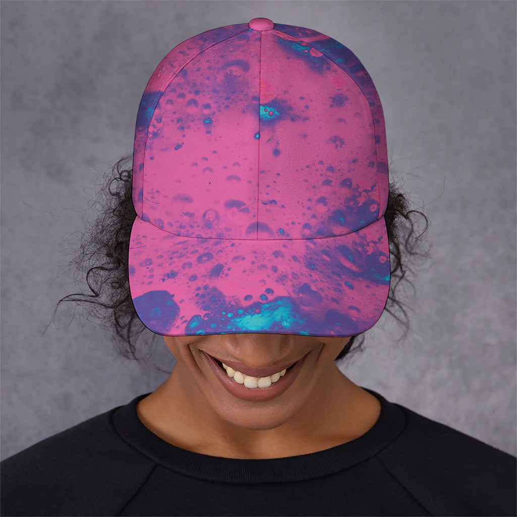 Pink And Blue Acid Melt Print Baseball Cap