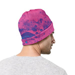 Pink And Blue Acid Melt Print Beanie