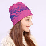 Pink And Blue Acid Melt Print Beanie
