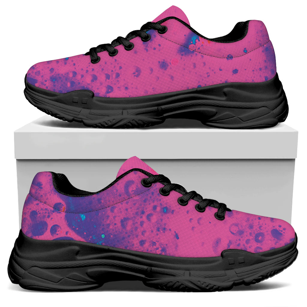 Pink And Blue Acid Melt Print Black Chunky Shoes