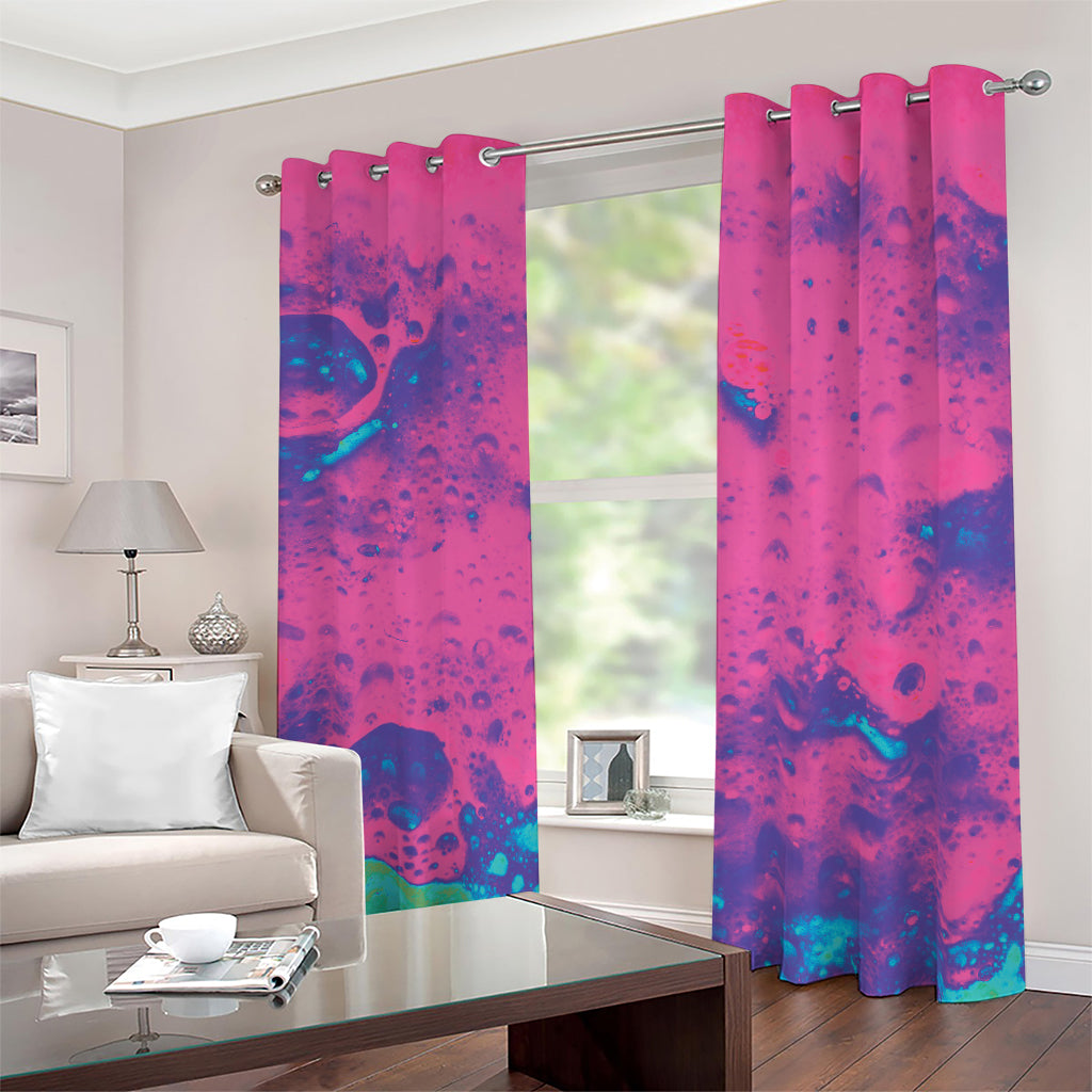 Pink And Blue Acid Melt Print Blackout Grommet Curtains