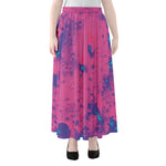 Pink And Blue Acid Melt Print Chiffon Maxi Skirt