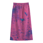 Pink And Blue Acid Melt Print Cotton Front Slit Maxi Skirt