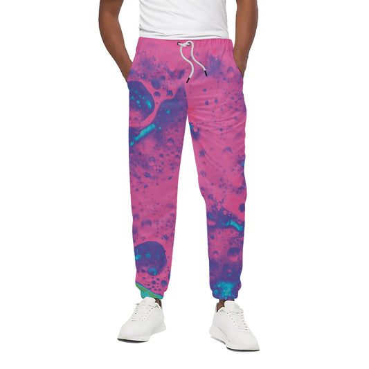 Pink And Blue Acid Melt Print Cotton Pants