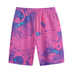 Pink And Blue Acid Melt Print Cotton Shorts