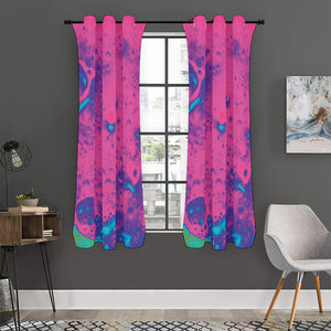 Pink And Blue Acid Melt Print Curtain