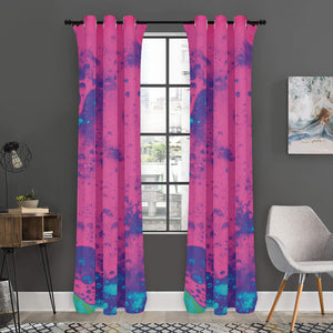 Pink And Blue Acid Melt Print Curtain