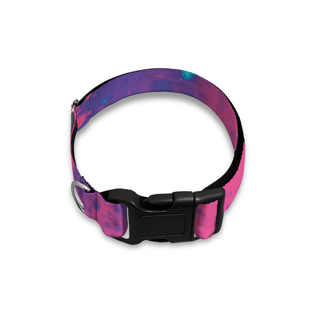 Pink And Blue Acid Melt Print Dog Collar