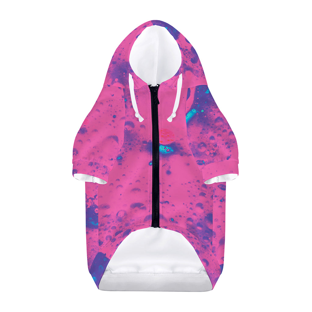 Pink And Blue Acid Melt Print Dog Zip Up Hoodie