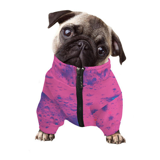 Pink And Blue Acid Melt Print Dog Zip Up Jacket