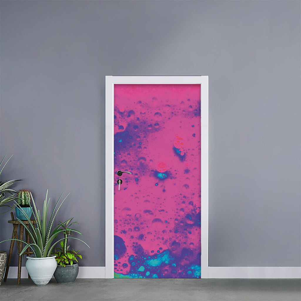 Pink And Blue Acid Melt Print Door Sticker