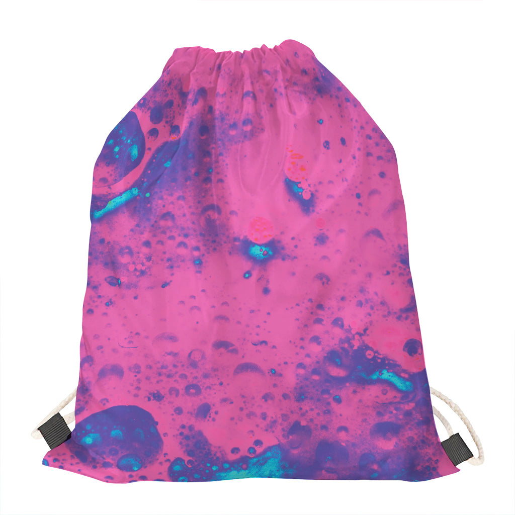 Pink And Blue Acid Melt Print Drawstring Bag