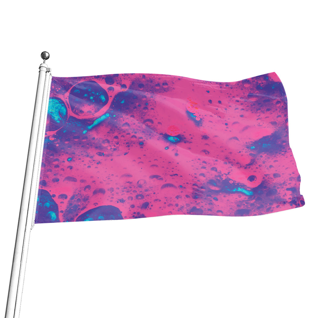 Pink And Blue Acid Melt Print Flag