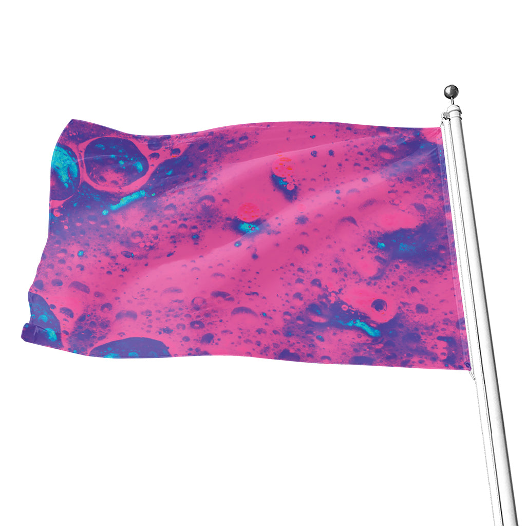 Pink And Blue Acid Melt Print Flag