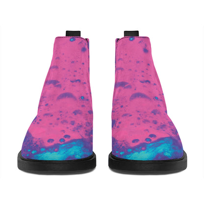 Pink And Blue Acid Melt Print Flat Ankle Boots