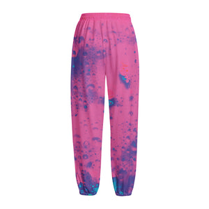 Pink And Blue Acid Melt Print Fleece Lined Knit Pants