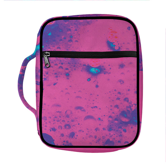 Pink And Blue Acid Melt Print Front Pocket Bible Bag