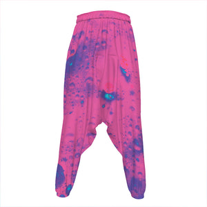 Pink And Blue Acid Melt Print Hammer Pants