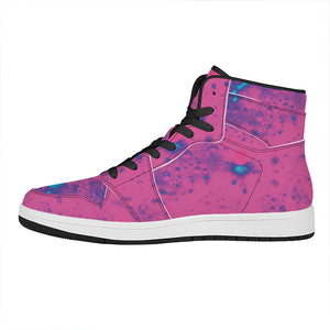 Pink And Blue Acid Melt Print High Top Leather Sneakers