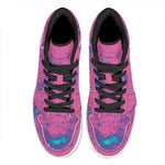 Pink And Blue Acid Melt Print High Top Leather Sneakers