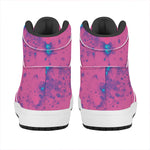 Pink And Blue Acid Melt Print High Top Leather Sneakers