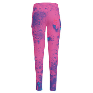 Pink And Blue Acid Melt Print High-Waisted Pocket Leggings