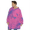 Pink And Blue Acid Melt Print Hoodie Blanket