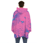 Pink And Blue Acid Melt Print Hoodie Blanket