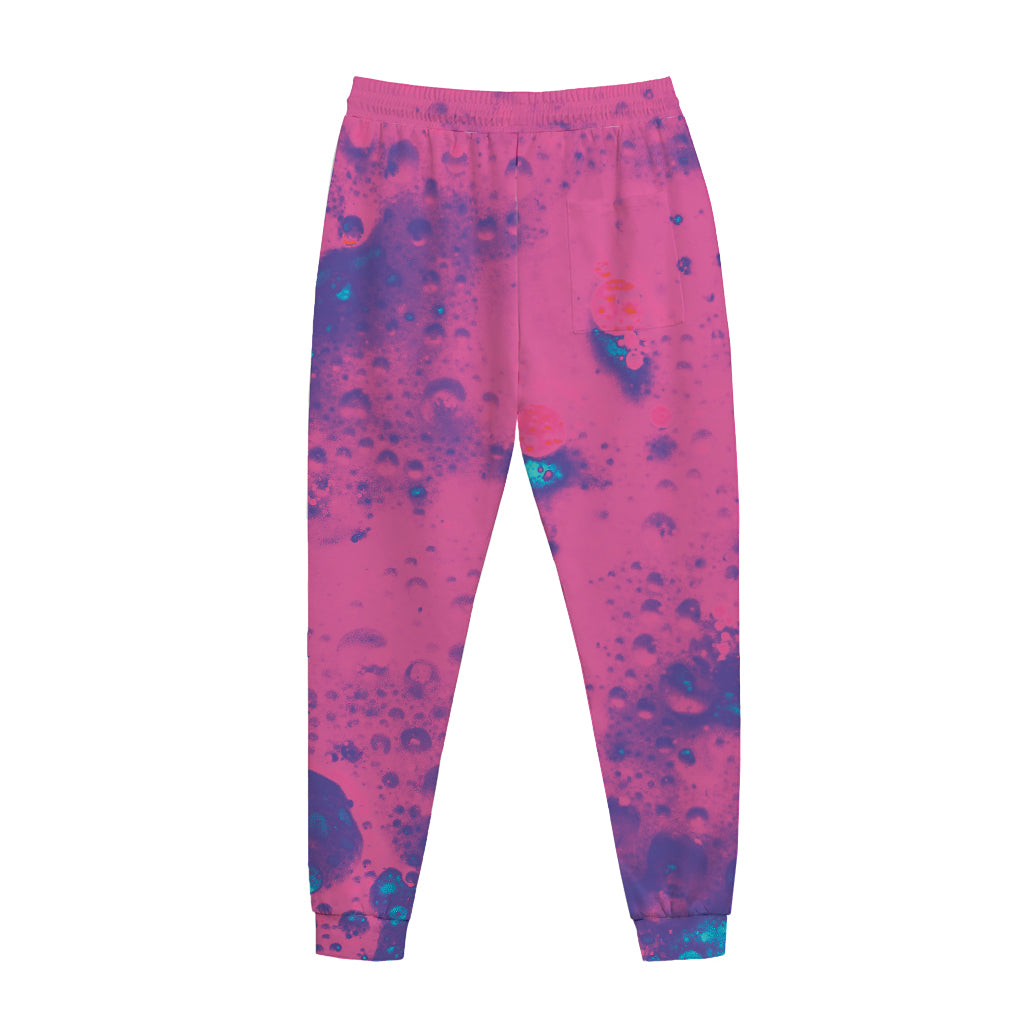 Pink And Blue Acid Melt Print Jogger Pants