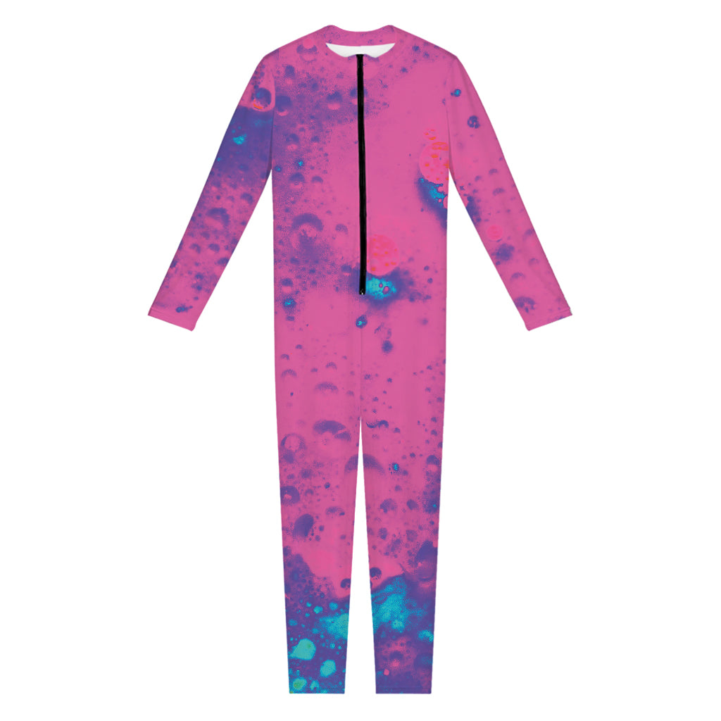 Pink And Blue Acid Melt Print Jumpsuit