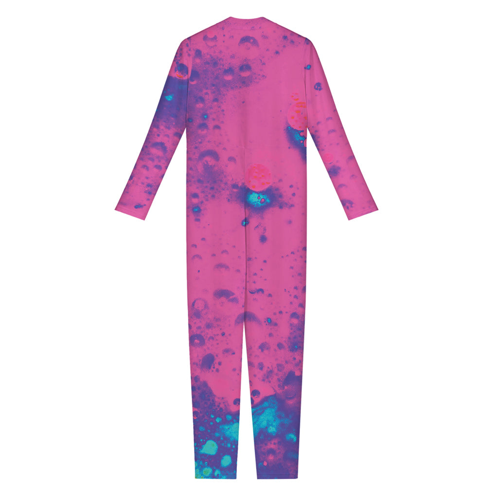 Pink And Blue Acid Melt Print Jumpsuit