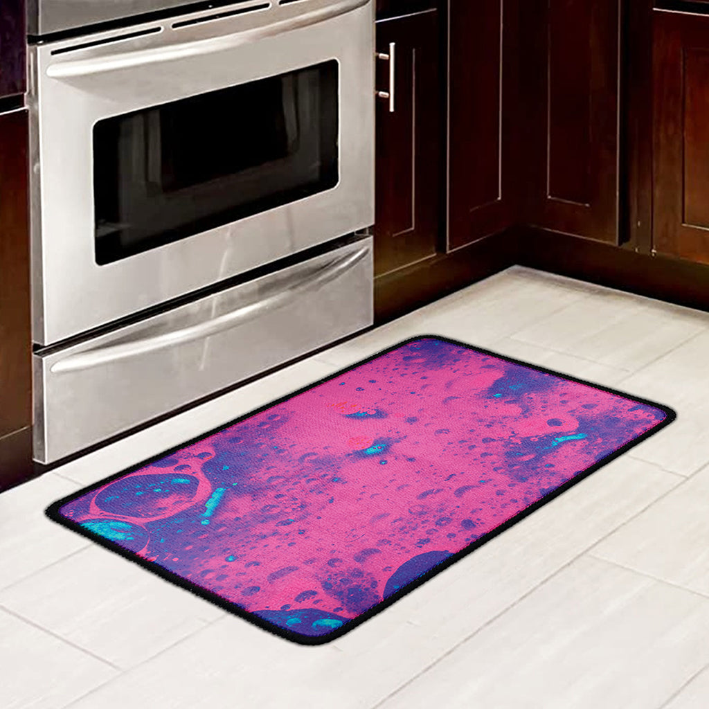 Pink And Blue Acid Melt Print Kitchen Mat