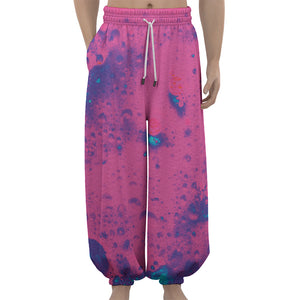 Pink And Blue Acid Melt Print Lantern Pants