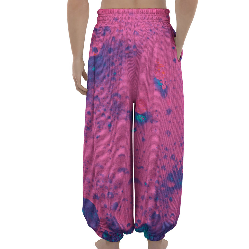 Pink And Blue Acid Melt Print Lantern Pants